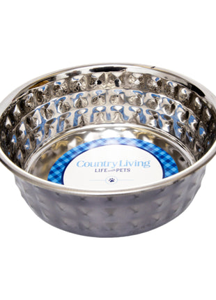 Country Living Set of 2 Hammered Stainless Steel Dog Bowls – Black Pearl