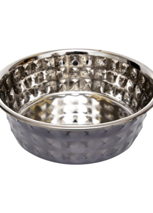 Country Living Set of 2 Hammered Stainless Steel Dog Bowls – Black Pearl