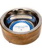 Country Living Stainless Steel Dog Bowl with Cylindrical Mango Wood Holder