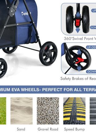 4-in-1 Double Pet Stroller with Detachable Carrier and Travel Carriage