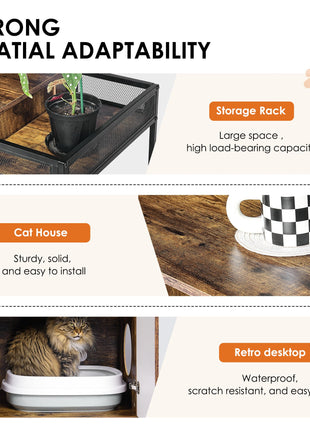 Litter Box Enclosure for 2 Cats.Cat Litter Box Furniture,Enclosed Cat Litter Boxes,Cat Furniture Cabinet,Rustic Brown