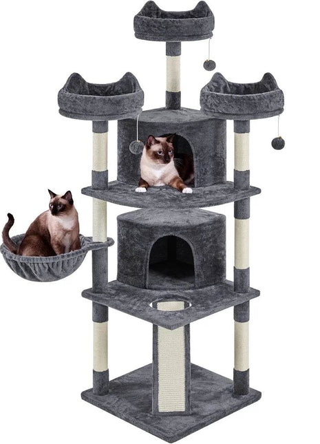 Renwick 69in Large Cat Tree Tower with Condos &amp; Scratching Board - Dark Gray