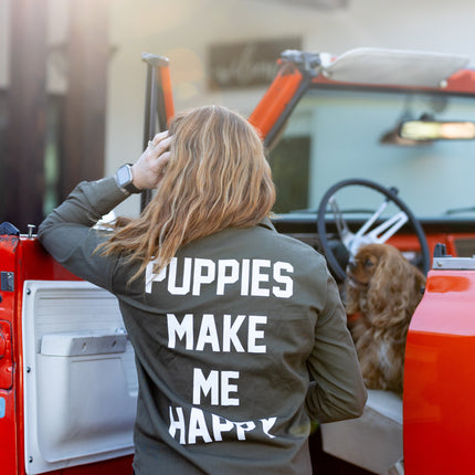Puppies Club Military Button Up | Present For Dog Lover