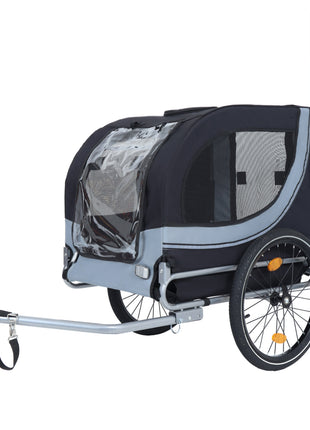 Large Folding Bike Trailer for Dogs – 66LB Capacity All-Terrain Pet Carrier, Durable Steel Frame for Cycling, Jogging, Camping & Outdoor Adventures, Black- Gray