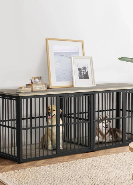 74.2" Lili Double Dog Crate Furniture For 2 Dogs