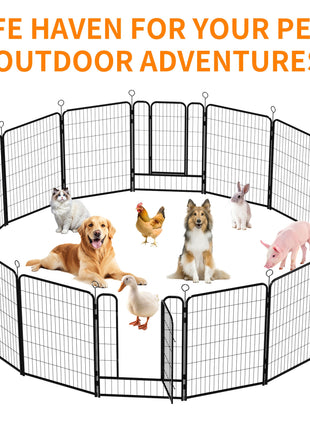 16 Panels Heavy Duty Metal Playpen with Self-Locking Gate, Extra Tall 40' Dog Fence Pet Exercise Pen for Outdoor and Indoor-Easy Setup Exercise Pen for Large Dogs