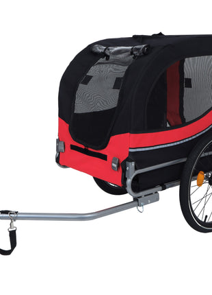 Large Folding Bike Trailer for Dogs – 66LB Capacity All-Terrain Pet Carrier, Durable Steel Frame for Cycling, Jogging, Camping & Outdoor Adventures, Black- Red