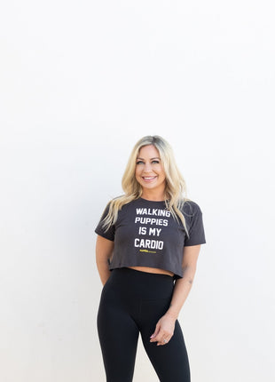 Walking Puppies Is My Cardio Crop Tee | Gift for Dog Owners