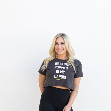 Walking Puppies Is My Cardio Crop Tee | Gift for Dog Owners