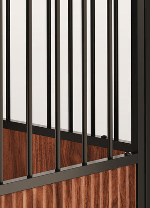 31.5'' Walnut Fluted Wood Furniture Style Dog Crate for small & Medium Dogs - Double Door Design, Decorative Pet House & Indoor Side End Table.