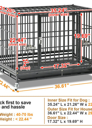37" Stackable Heavy Duty Dog Crate 371D07
