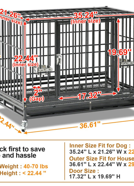 37" Stackable Heavy Duty Dog Crate 371D07