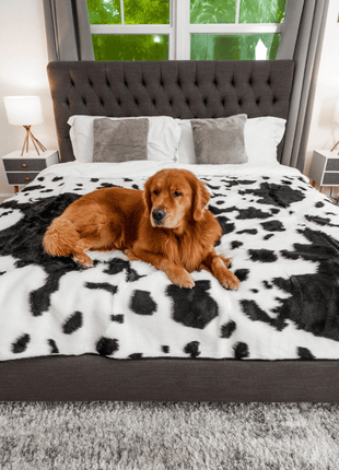 PupProtector™ Waterproof Throw Blanket - Black Faux Cowhide