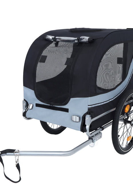 Large Folding Bike Trailer for Dogs – 66LB Capacity All-Terrain Pet Carrier, Durable Steel Frame for Cycling, Jogging, Camping & Outdoor Adventures, Black- Gray