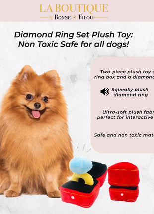 Engagement Diamond Ring Plush Dog Toy Set