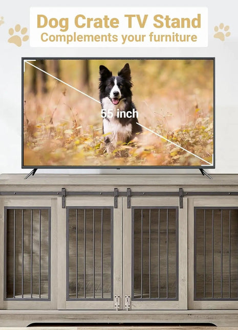 60.6" Gina Double Dog Crate Furniture For 2 Dogs