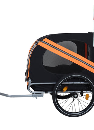 Large Folding Bike Trailer for Dogs – 66LB Capacity All-Terrain Pet Carrier, Durable Steel Frame for Cycling, Jogging, Camping & Outdoor Adventures, Black-Orange