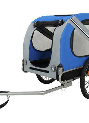 Large Folding Bike Trailer for Dogs – 66LB Capacity All-Terrain Pet Carrier, Durable Steel Frame for Cycling, Jogging, Camping & Outdoor Adventures, Blue-Gray