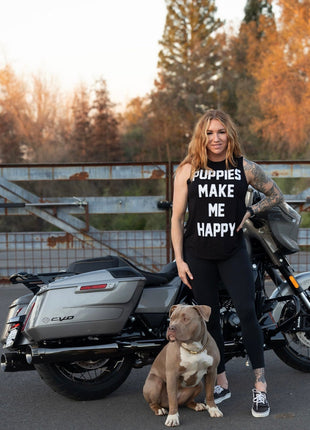 Puppies Make Me Happy |  Women's Sleeveless Tank | Made in USA