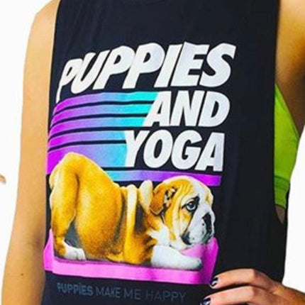 Puppies & Yoga OG Sleeveless Top | Custom Dog Tank | Gift for Dog Moms