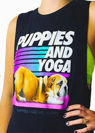 Puppies & Yoga OG Sleeveless Tank Top | Gift for Dog Moms