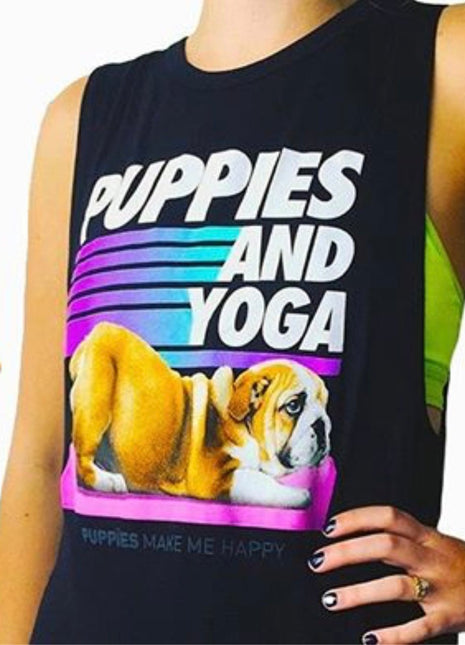 Puppies & Yoga OG Sleeveless Tank Top | Gift for Dog Moms