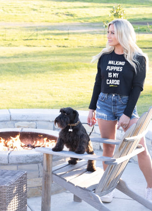 Walking Puppies is My Cardio Leopard Crop Top | Gift for Dog Moms
