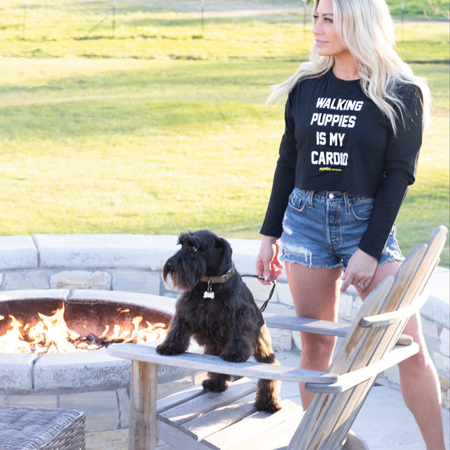 Walking Puppies is My Cardio Leopard Crop Top | Gift for Dog Moms