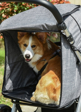 Travel Pet Stroller with Adjustable Handlebar