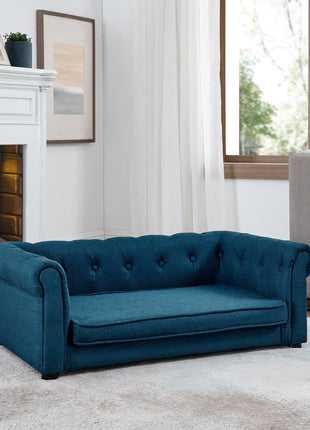 Elegant Rectangle Pet Bed, Durable Elevated Dog Sofa Bed, Comfortable Dog Couch, Blue Foam, 40'*23'*14'