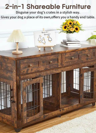 Dog Crate Furniture with Openable Partition