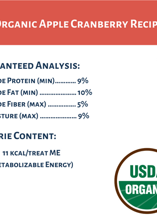 Dog Mamma's Organic Apple Cranberry Recipe - USDA Organic Certified Dog Treats