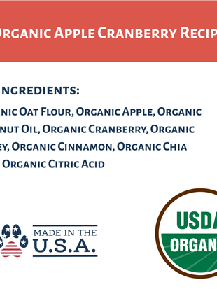 Dog Mamma's Organic Apple Cranberry Recipe - USDA Organic Certified Dog Treats