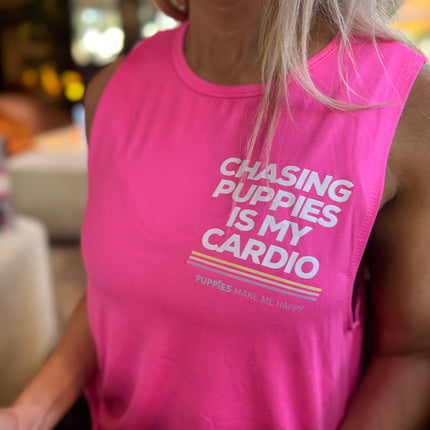 Chasing Puppies is My Cardio Crop Tank | Gift for Dog Moms