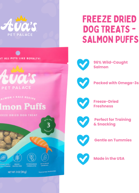 Freeze Dried Dog Treats - Salmon Puffs