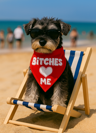 Parisian Pet 'Bitches Love Me' Bandana - Stylish, Comfortable, Trendy Red Bandana for Dogs & Cats, Fun Pet Fashion Accessory