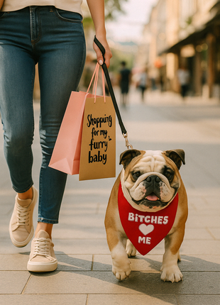Parisian Pet 'Bitches Love Me' Bandana - Stylish, Comfortable, Trendy Red Bandana for Dogs & Cats, Fun Pet Fashion Accessory