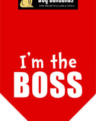 Parisian Pet 'I'm The Boss' Bandana for Dogs & Cats - Trendy, Comfortable, Funny Red Pet Bandana, Fashionable Dog & Cat Accessory