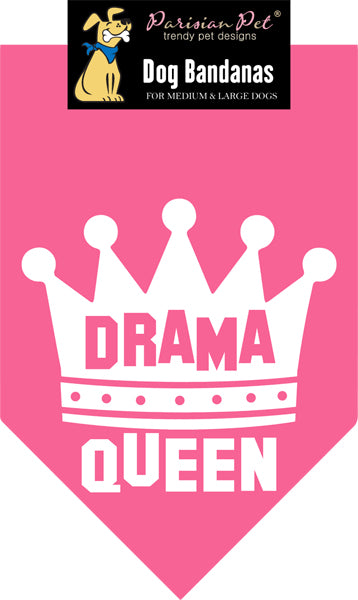 Parisian Pet 'Drama Queen' Bandana for Dogs & Cats - Fashionable, Comfortable, Fun Pink Dog & Cat Bandana, Trendy Pet Accessory