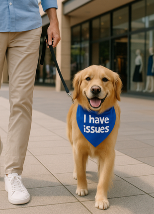 Parisian Pet 'I Have Issues' Bandana for Dogs & Cats - Fun, Comfortable, Blue Fashion Accessory