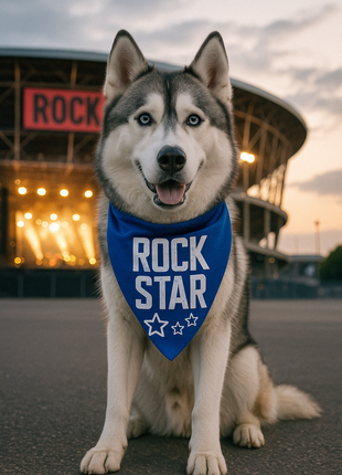 Parisian Pet 'Rock Star' Bandana for Dogs & Cats - Fashionable, Comfortable Blue Pet Bandana for Trendy Pets