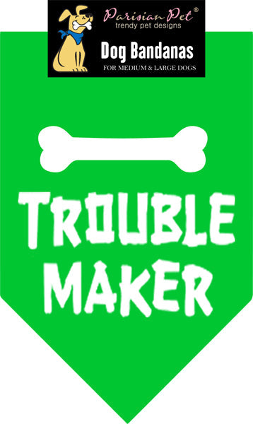 Parisian Pet 'Trouble Maker' Bandana for Dogs & Cats - Fun, Comfortable, Trendy Green Pet Fashion Accessory-Saint Patrick's Day