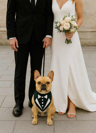 Parisian Pet 'Tuxedo Bandana' - Comfortable, Trendy Formal Black Bandana for Dogs & Cats, Perfect for Special Events