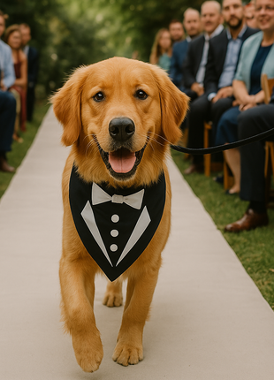 Parisian Pet 'Tuxedo Bandana' - Comfortable, Trendy Formal Black Bandana for Dogs & Cats, Perfect for Special Events