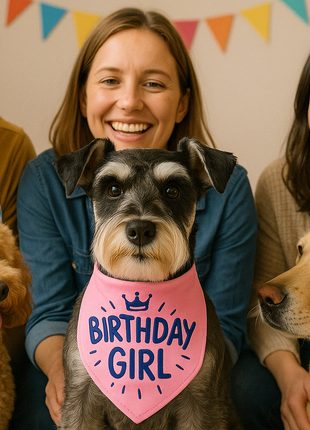 Parisian Pet 'Birthday Girl' Dog Bandana – Happy Birthday Pet Outfit, Party Scarf for Dogs & Cats, Perfect Gift & Accessories, Pink