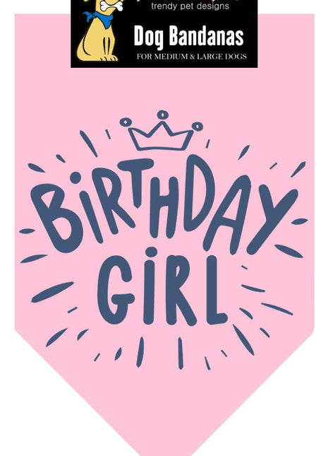 Parisian Pet 'Birthday Girl' Dog Bandana – Happy Birthday Pet Outfit, Party Scarf for Dogs & Cats, Perfect Gift & Accessories, Pink