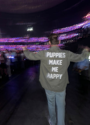 Puppies Make Me Happy Military Button Up | Present For Dog Lover