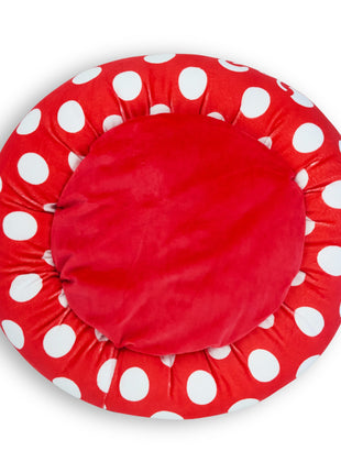 Donut Pet Bed - MINNIE MOUSE Script and Polka Dot Red/White