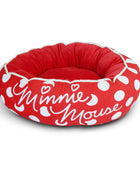 Donut Pet Bed - MINNIE MOUSE Script and Polka Dot Red/White