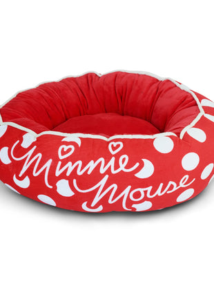 Donut Pet Bed - MINNIE MOUSE Script and Polka Dot Red/White